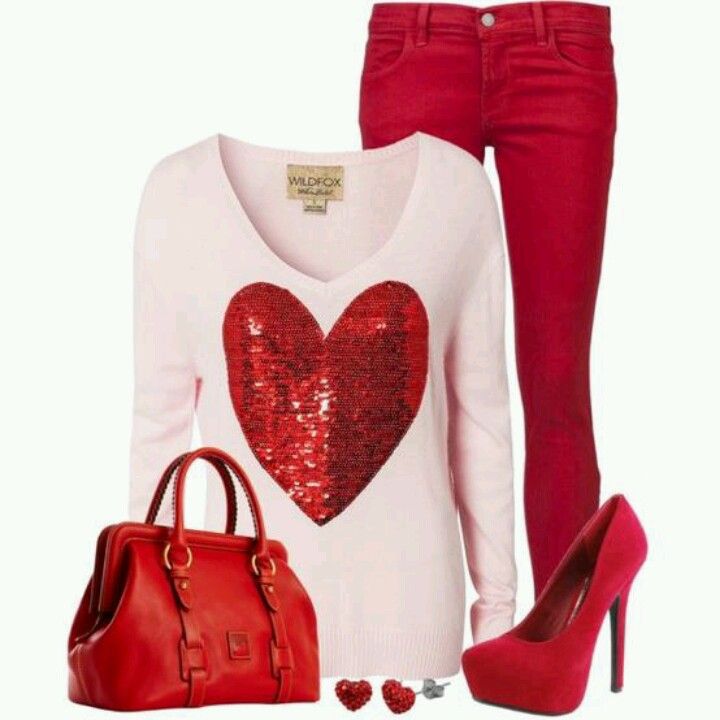 red and white valentine outfit