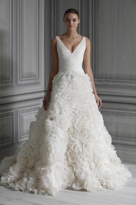 Monique Lhuillier Ruffle Wedding Dress