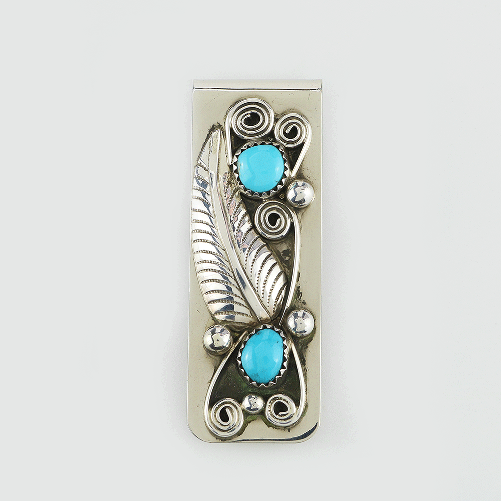 Native American Navajo Turquoise /& Sterling Silver Money Clip