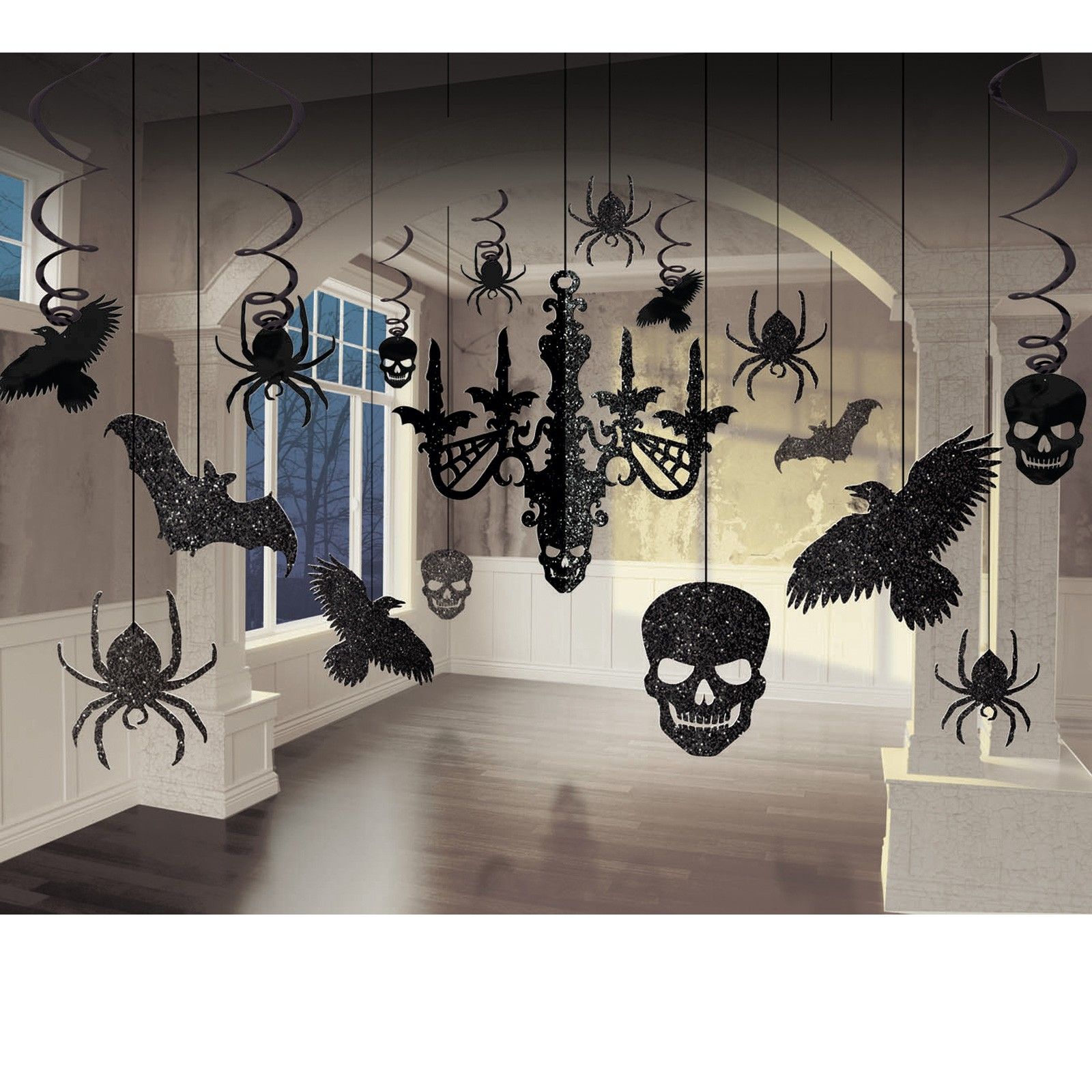 Glitter Chandelier Kit Black glitter, Scary and Halloween ideas - black and white halloween decorations Glitter Chandelier Kit Black glitter, Scary and Halloween ideas - black and white halloween decorations