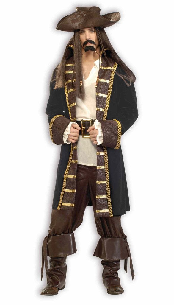 Adult Mens High Seas Buccaneer Pirate Caribbean Fancy Dress Costume S-XL