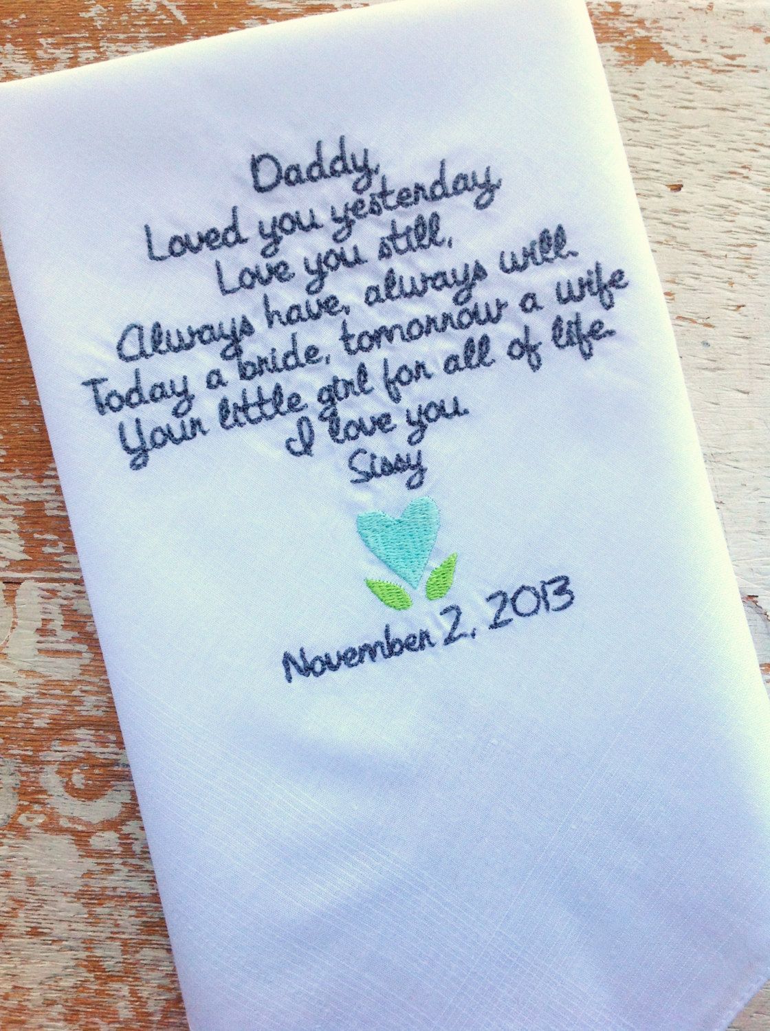 Father of the Bride Gift Embroidered Wedding Handkerchief
