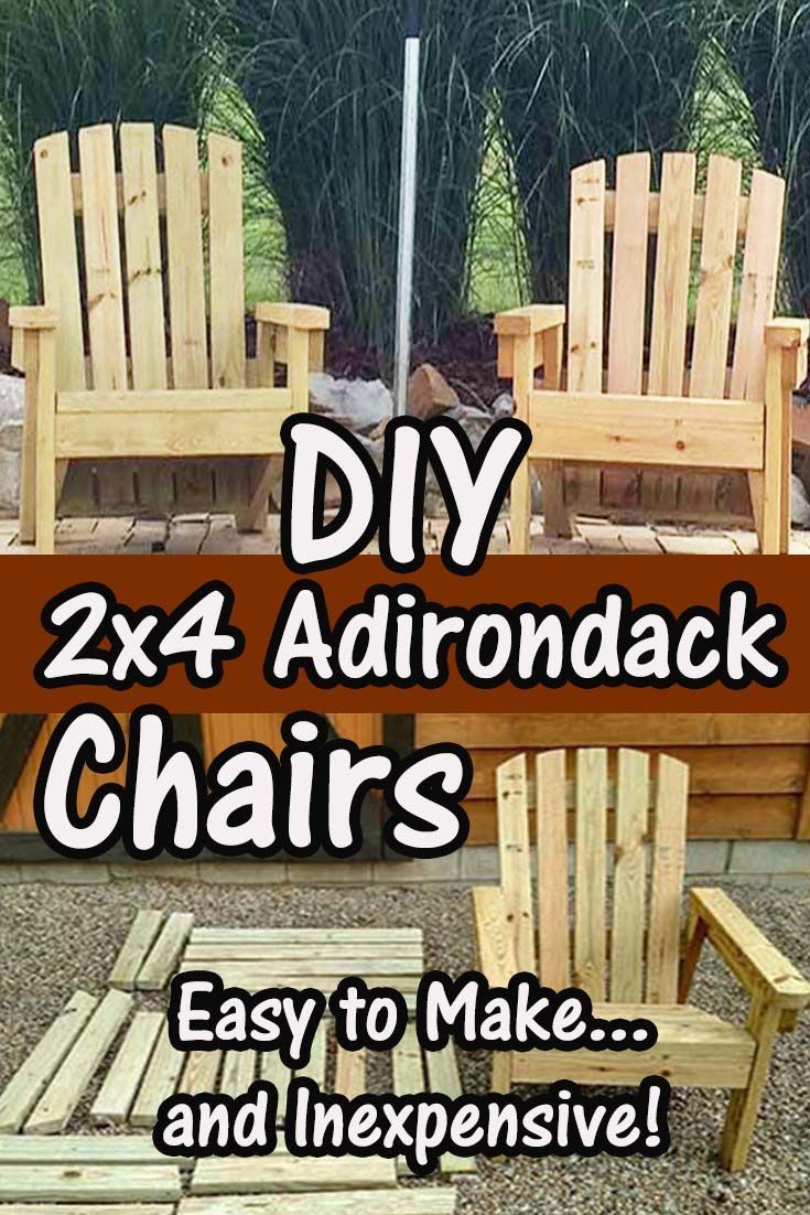 2×4 DIY Adirondack Chairs – Perfect For The Patio, Backyard Or Fire Pit! Built with simple and inexpensive 2 x 4's! Backyard Projects, Diy Wood Projects, Outdoor Projects, Woodworking Projects, Woodworking Plans, Backyard Ideas, Woodworking Shop, Woodworking Furniture, Woodworking Techniques