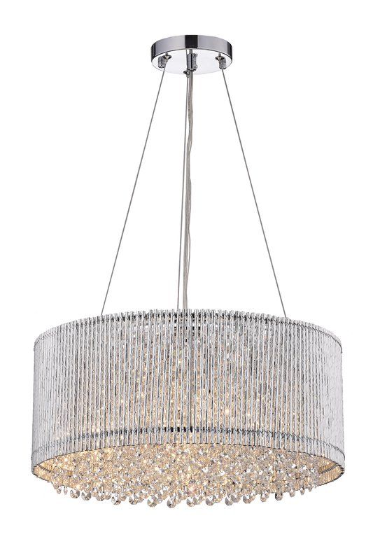 Anakin 4 Light Unique Statement Drum Pendant With Crystal Accents In 2021 Glam Lighting Drum Shade Drum Chandelier