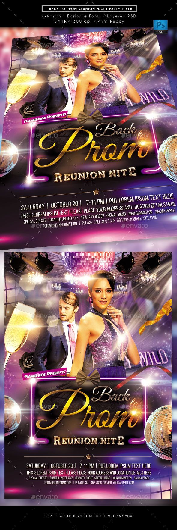 back to prom reunion party flyer clubs parties events flyer prom flyers