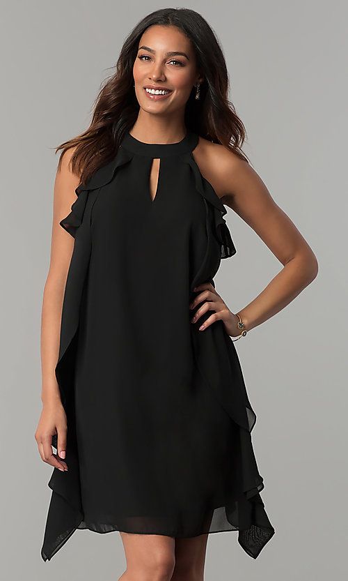 Black Chiffon Wedding-Guest Dress ...