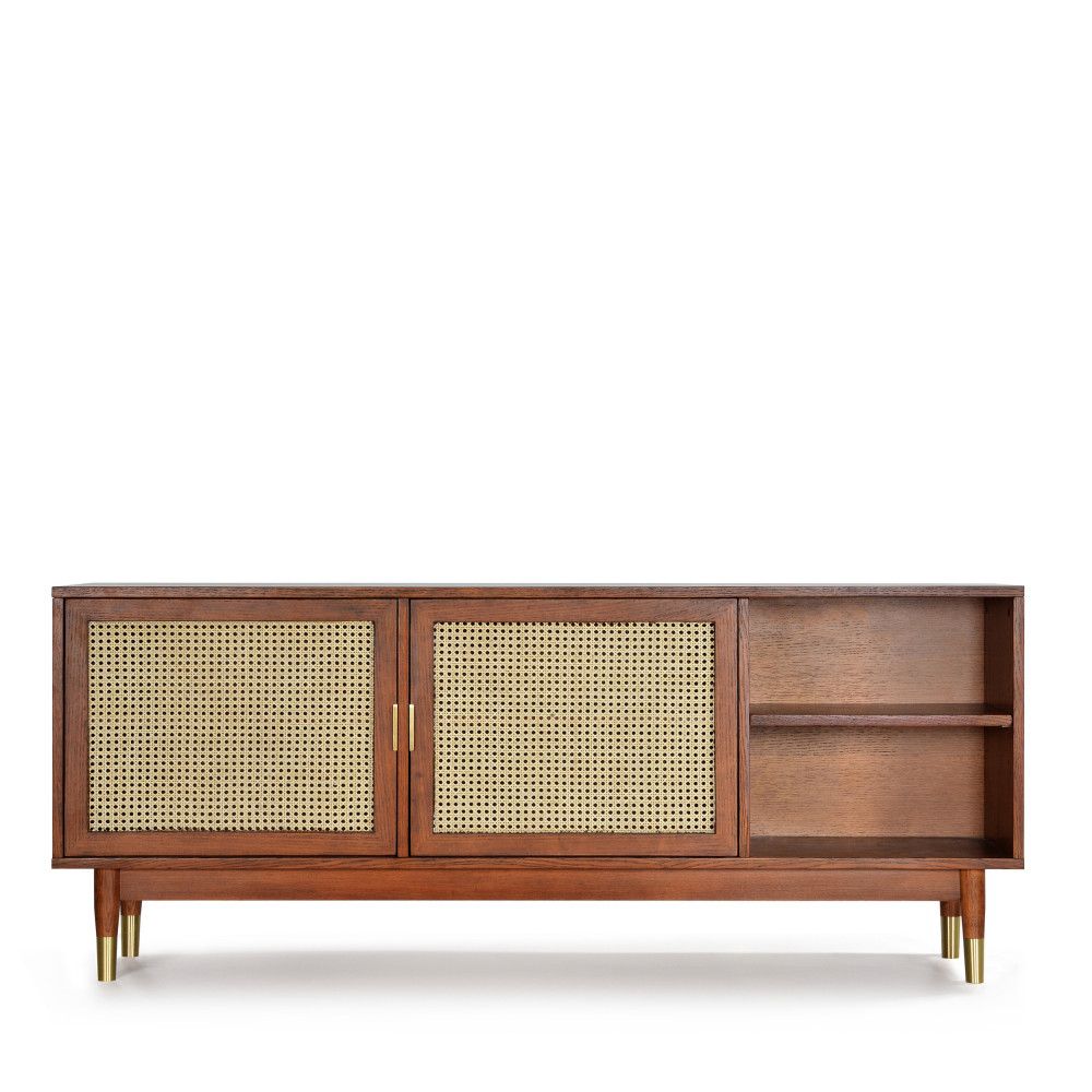 Meuble Tv Design Valeo Chene Et Gris 180 Cm Tiroirs Systeme Push Pull Meuble Tv Design Meuble Tv Meuble Fin