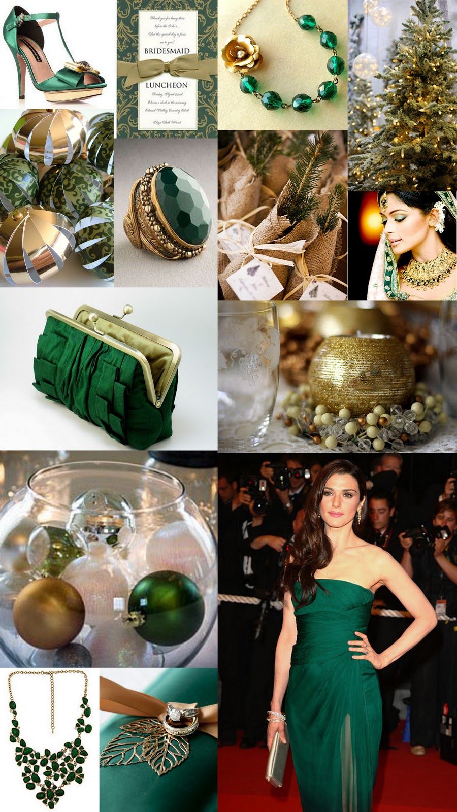 Green Christmas Wedding Mood Board Inspiration Paper Doll Romance Color Day Forest Green And Gold