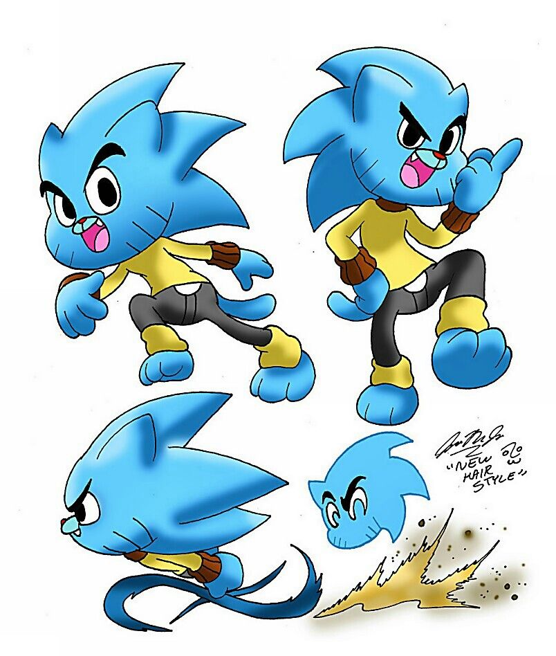 Arte imagina personagens de O Incrível Mundo de Gumball como Sonic