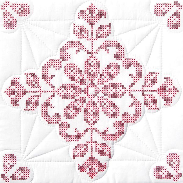 6//Pack Jack Dempsey Mandala Flower Stamped Quilt Blocks White 18x18