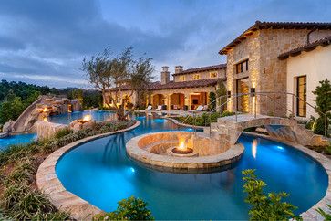 Fire Pit Hot Tub Or Both Qb Blog Pool Houses Residential Pool Pool Waterfall