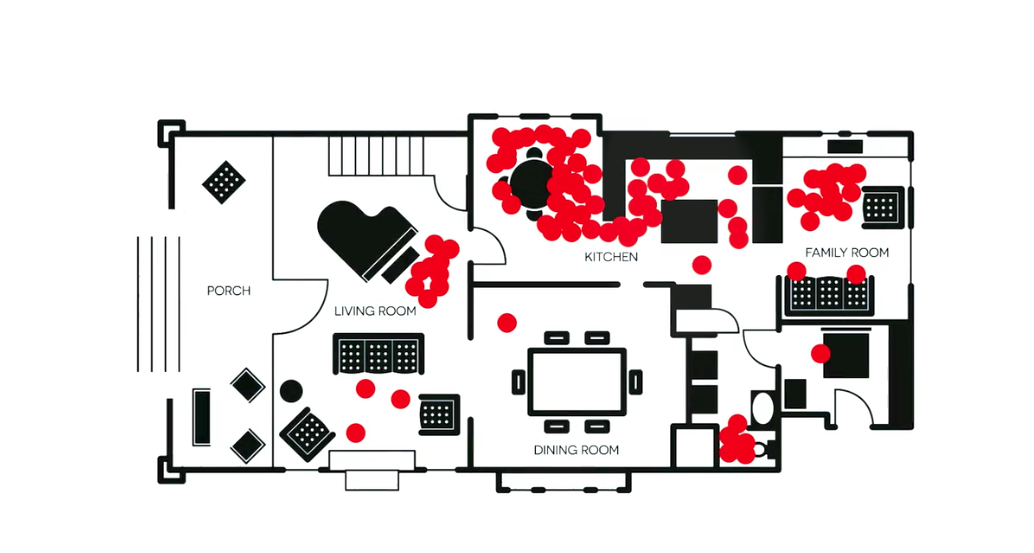 Minimalism heat map of typical home use Living dining