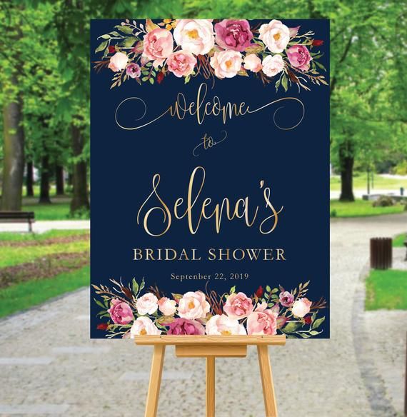 Bridal Welcome Signs Shower Navy And Gold Sign Brunch Bridal Welcome Signs Shower