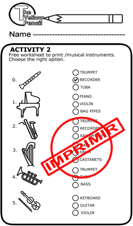 Ficha Instrumentos Musicales En Inglés Musicals Name Activities Musical Instruments
