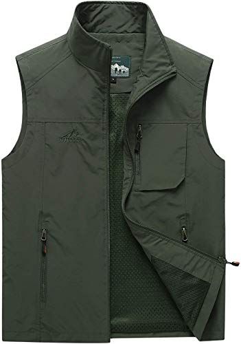 Trailside Supply Co.Mens Fleece-Lined Softshell Vest Outdoor Travel Gilet Stand Collar Water-Repellent
