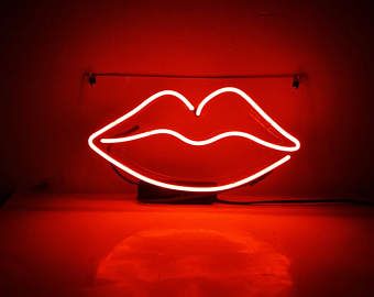 Handmade Kiss Red Lips Neon Sign Light Room Display Art 15 X10
