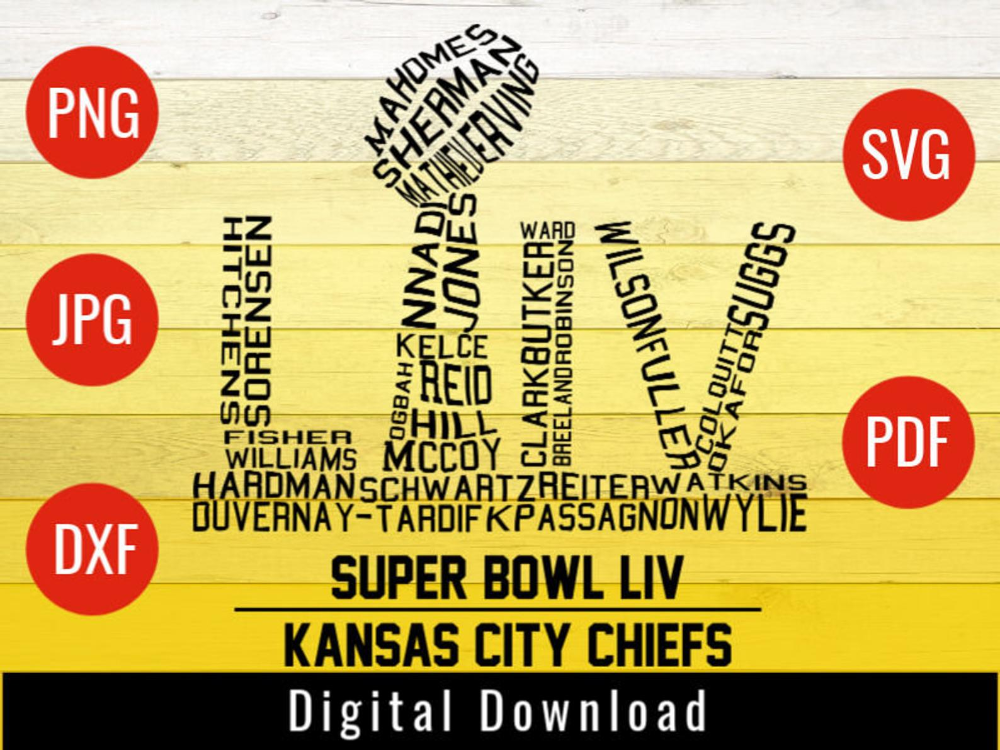 Super Bowl 54 LIV Champions Chiefs Logo Simplified