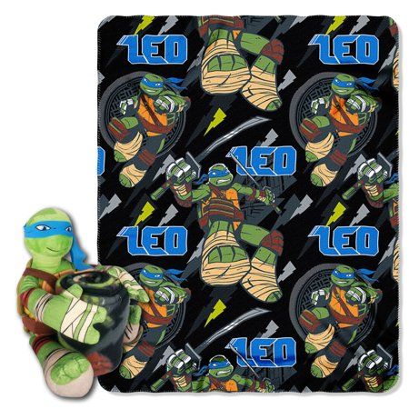 Multi Color 40 x 50 Nickelodeon Teenage Mutant Ninja Turtles Good Guys Leo Fleece Throw Blanket in Pocket Set