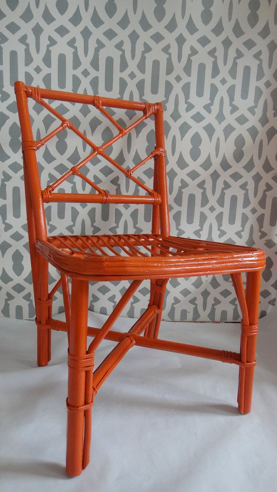 vintage bamboo chair chinoiserie chinese chippendale hermes orange