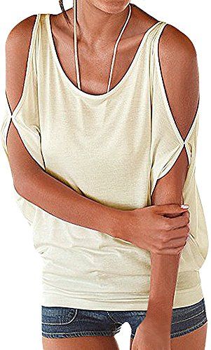 Womens Ladies Short Sleeve Blouse Batwing Casual Off The Shoulder T-Shirt Tops