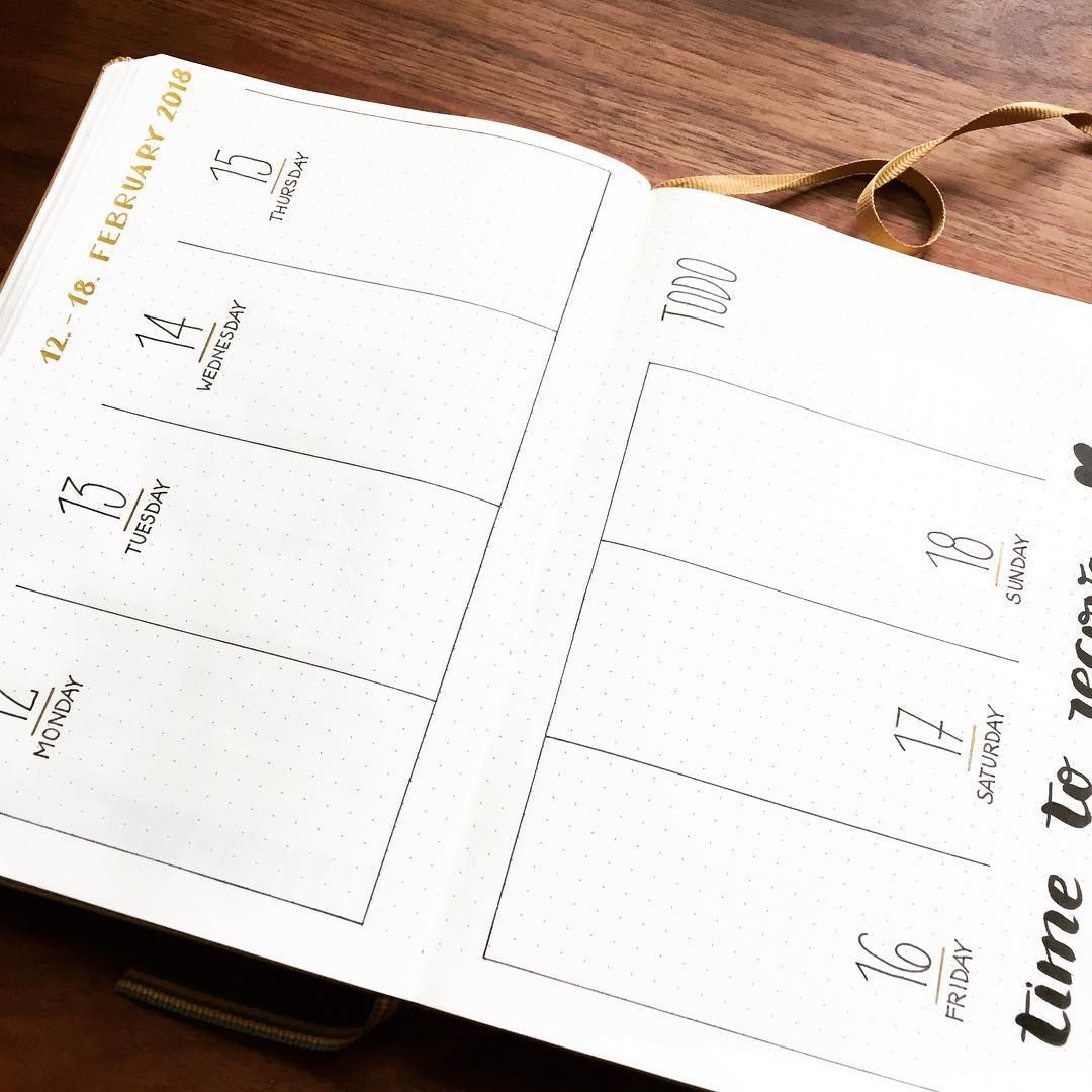 bullet journal weekly layout vertical dailies minimalist daily