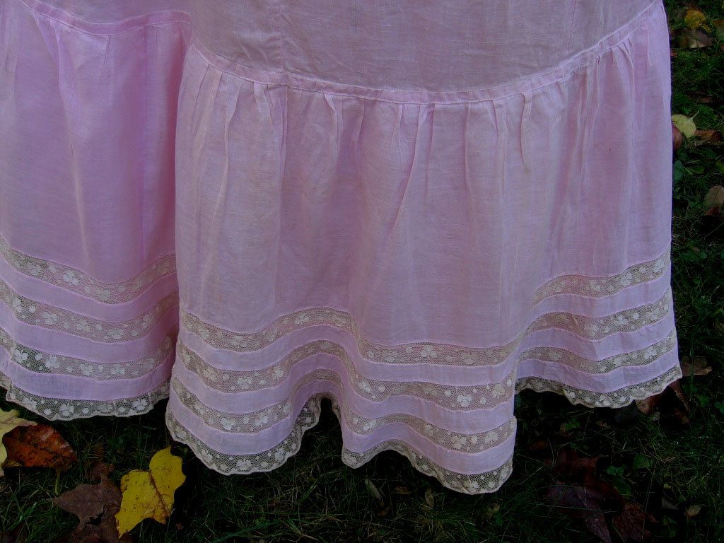 https://www.etsy.com/listing/84304144/vintage-edwardian-chemise-corset-cover Pink Silk, Pink Cotton, Long Gown, Long Dress, Gored Skirt, Bodice Top, Mother Of Pearl Buttons, Petticoat, Flounce