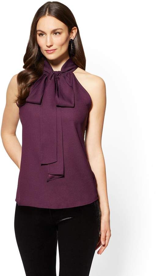 New York & Co. 7th Avenue Pleated Halter Blouse Halter