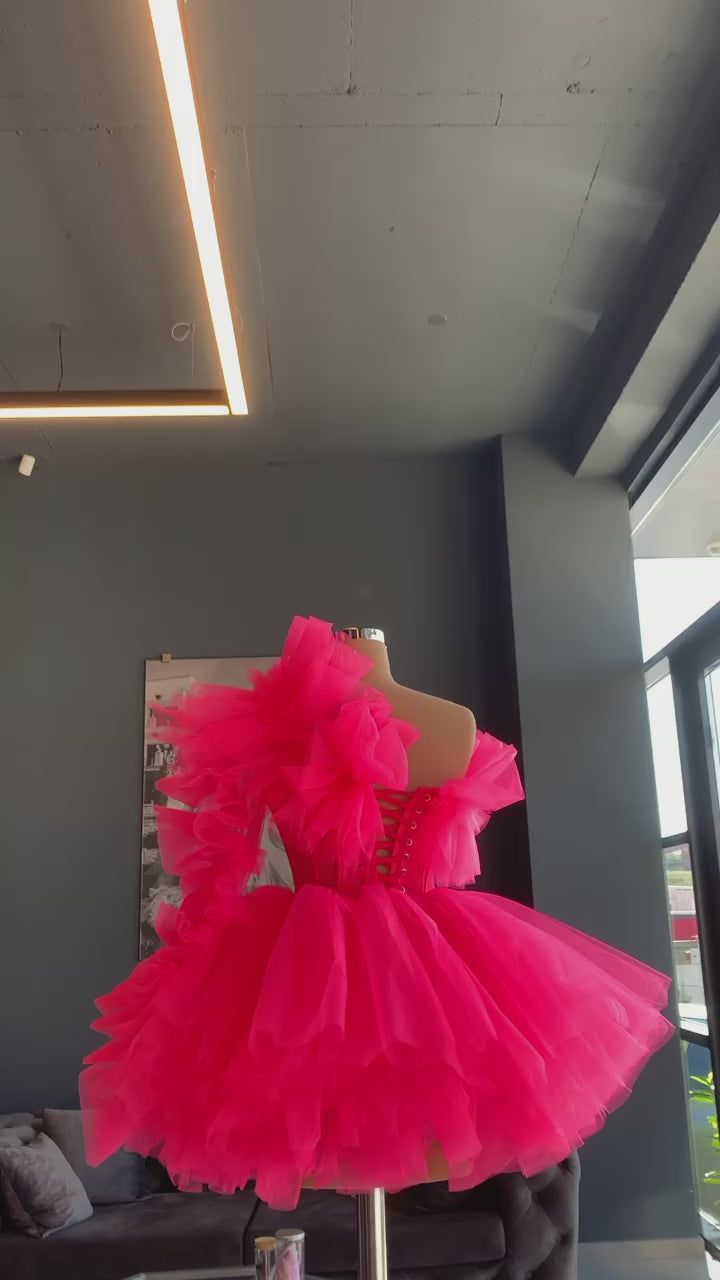 Short Hot Pink Dress Hot Pink Dresses Pretty Dresses Hot Pink Dress 