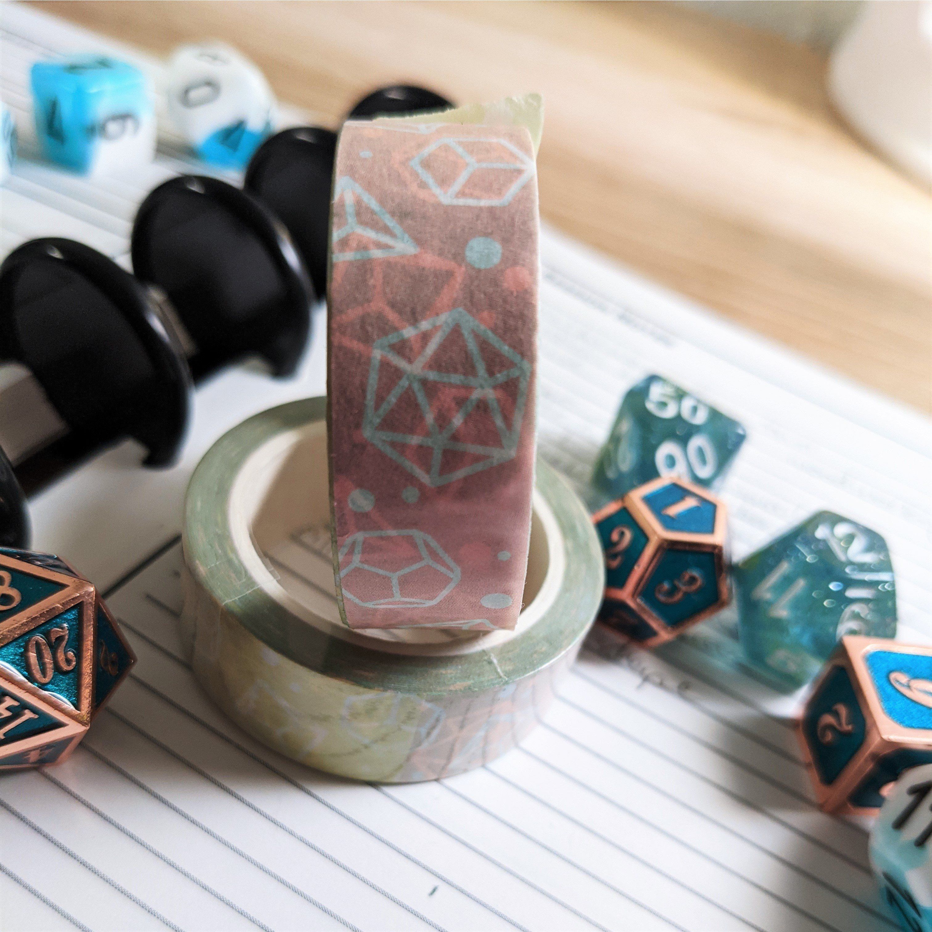 Rainbow Pastel D&D Dice Washi Tape