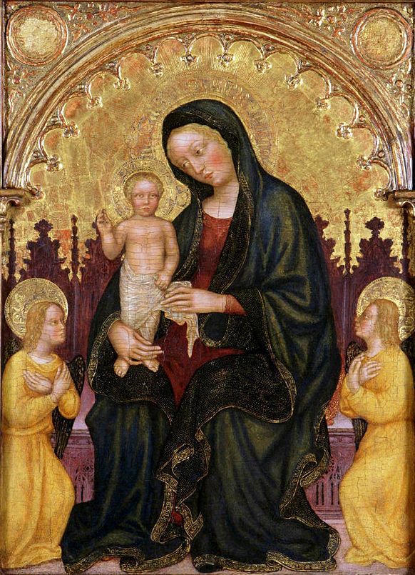 Enthroned Madonna and Child with Two Angels Painting | Gentile da ...