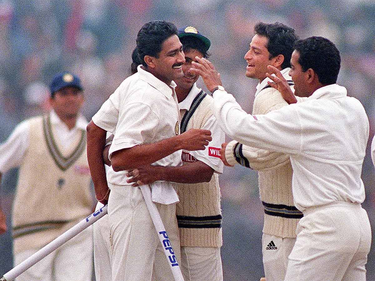 On This Day Anil Kumble Registers Perfect 10 Against Pakistan In 1999 Sports Football Soccer Footballive Cr In 2021 Sports Story World Cricket Upcoming Matches