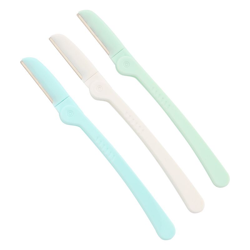 D108 Hot Sell Stainless Steel Blade Folding Eyebrow Facial Razor/Eyebrow Razor Trimmer Handle Material : ABS Plastic Handle. Drive Type : Manual. Blade Material : Super Stainless Steel. Tip Type : Squared. Custom Logo : Acceptable. Sample : Yes. Color : White or Customized. OEM Service : Acceptable. Package : 3PCS/Bag or Customized. Blade : Super Stainless Steel with Safety Net. MOQ : 50000. Certification : ISO9001, ISO1400, SGS, TUV, BSCI, CE Approved. Eyebrow Trimmer, Eyebrow Grooming, Eyebrow Razor, Dermaplaning, Custom Logos, Spatula, Eyebrows, Blade