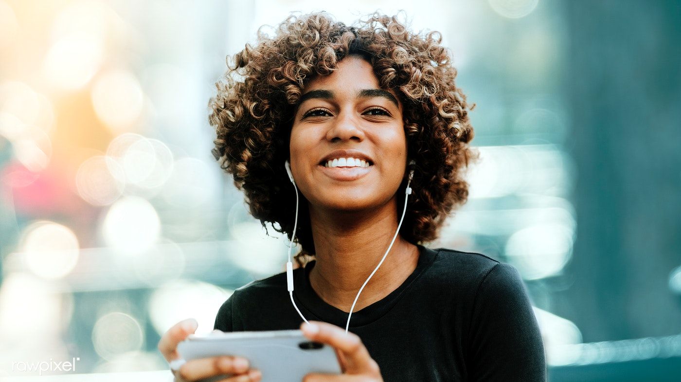 Girl Listening To Music From Her Phone Premium Image By Rawpixel girl-music-freetoedit-girl-music-sticker-by-barlowl