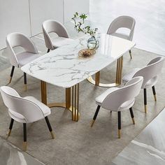 Faux Marble Dining Table 63 In 2021 Dining Table Marble Dining Table Gold Faux Marble Dining Table