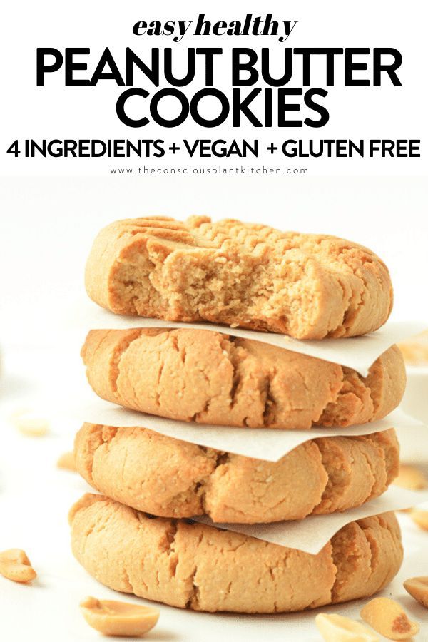 4-ingredient peanut butter cookies are the healthy, vegan, gluten-free, crunchy snacks you need. They are of course also egg free and dairy free. Biscuits Végétaliens, Cookies Et Biscuits, Manger Healthy, Healthy Peanut Butter Cookies, Gluten Free Peanutbutter Cookies, Vegan Gluten Free Cookies, Dairy Free Cookies, Healthy Desserts Easy, Health Desserts