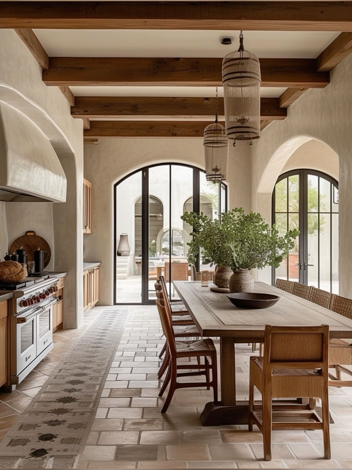 Mediterranean dining room, rustic chic