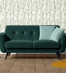 Papel de parede adesivo com folhas rosa e galhos ;ideal para uma decoração delicada e mais aconchegante. Couch, Furniture, Home Decor, Floral Pattern Wallpaper, Products, Wall Papers, Settee, Decoration Home, Sofa