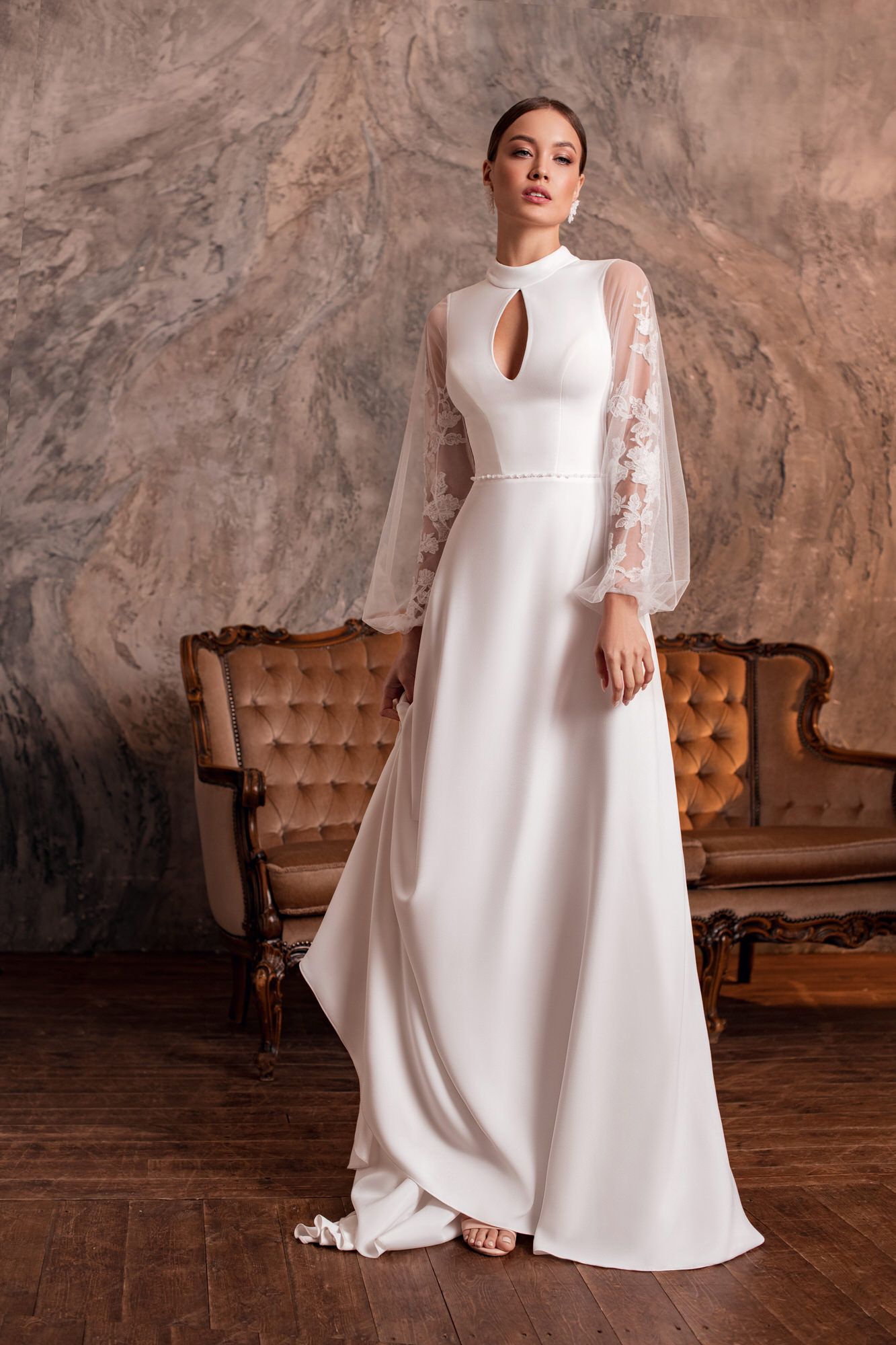 Мариза Keyhole Wedding Dress, High Neck Wedding Dress, Lace Bridal Gown, Ivory Wedding Dress, Wedding Dresses Simple, Wedding Dresses Vintage, Wedding Bride, High Neckline Dress, Dress Meaning
