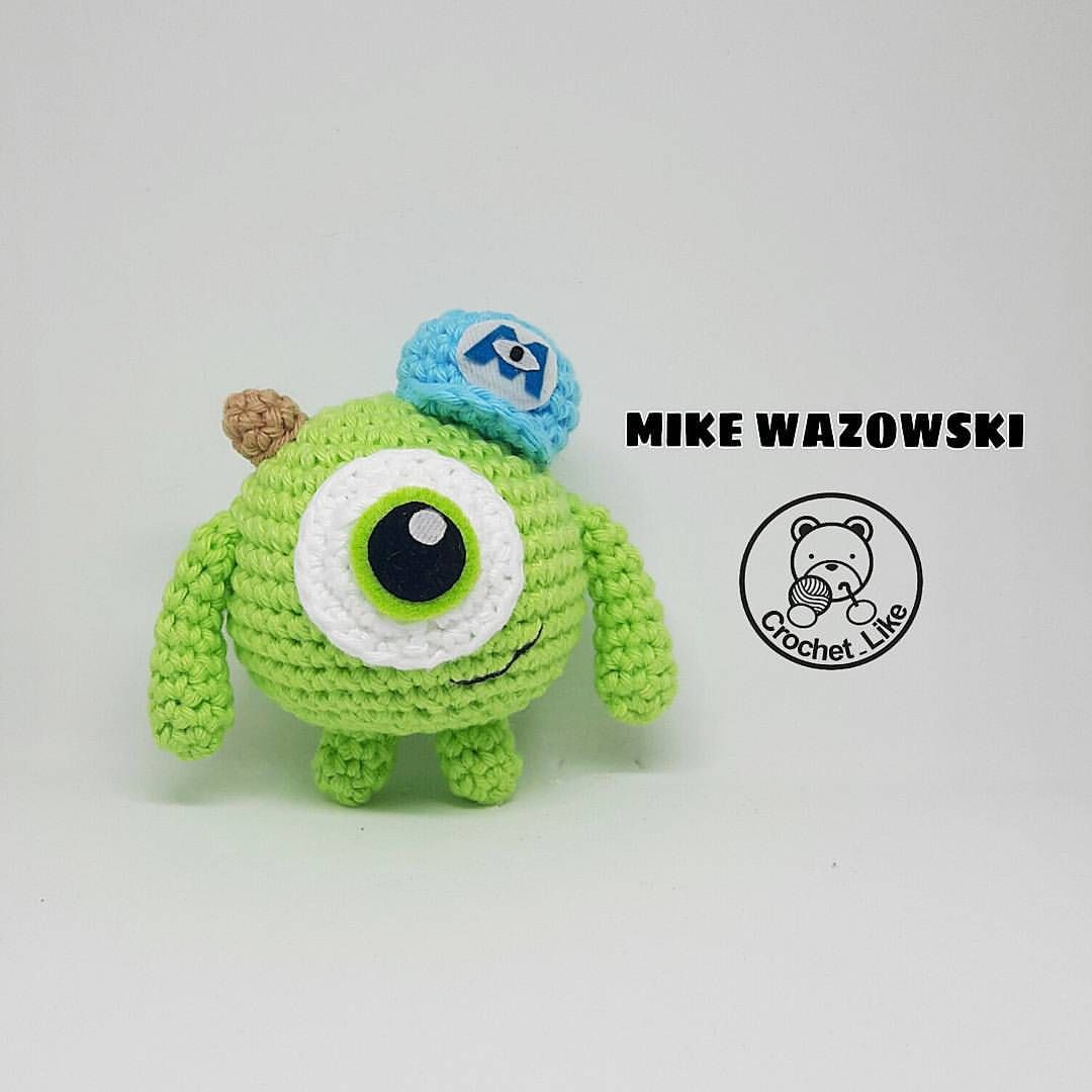 crochetlike on Instagram: “Mike ❤❤ Instock ..1 piece -----Sold out----- #mikewazowski #amigurumis #amigurumi #crochet #handmade #work #hobby #keychain #forsell…”