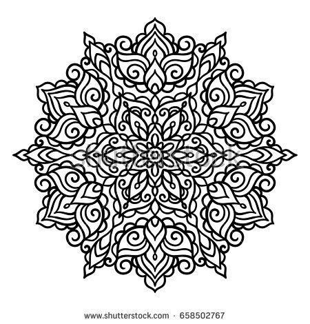 vector outline illustration mandala circle doodle style tattoo