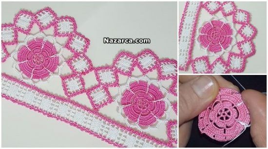 PEMBE GÜLLÜ KARE MOTİFLİ KENAR DANTELİ TARİFİ PEMBE GÜLLÜ KARE MOTİFLİ KENAR DANTELİ TARİFİ