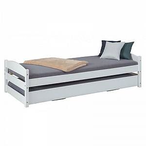 Lit gigogne enfant en pin massif coloris blanc - 90x 200 cm -PEGANE-