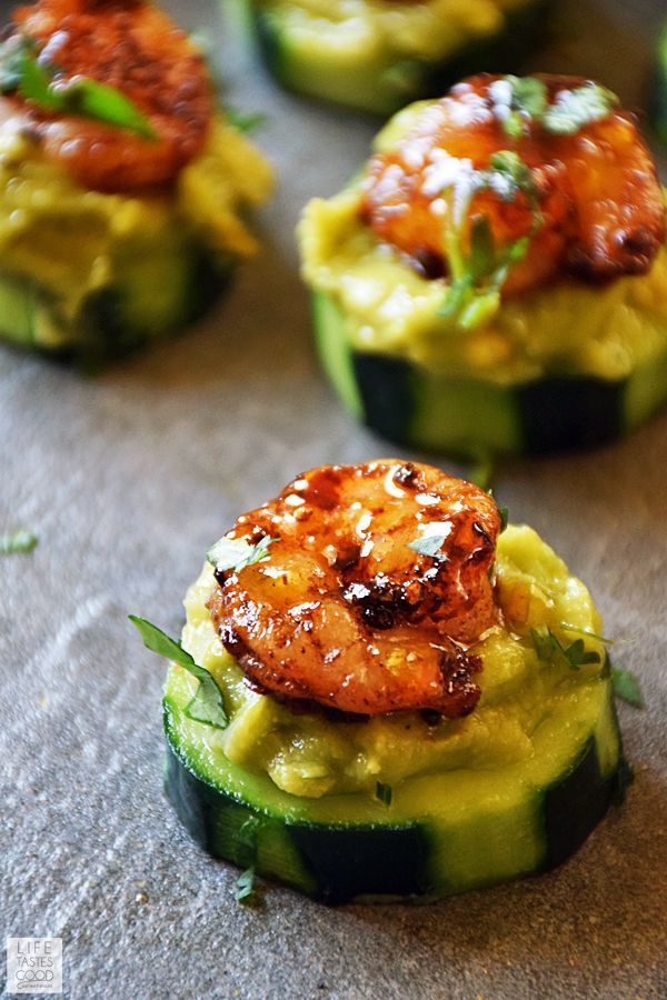 Cucumber Bites with Creole Shrimp and Guacamole #menus