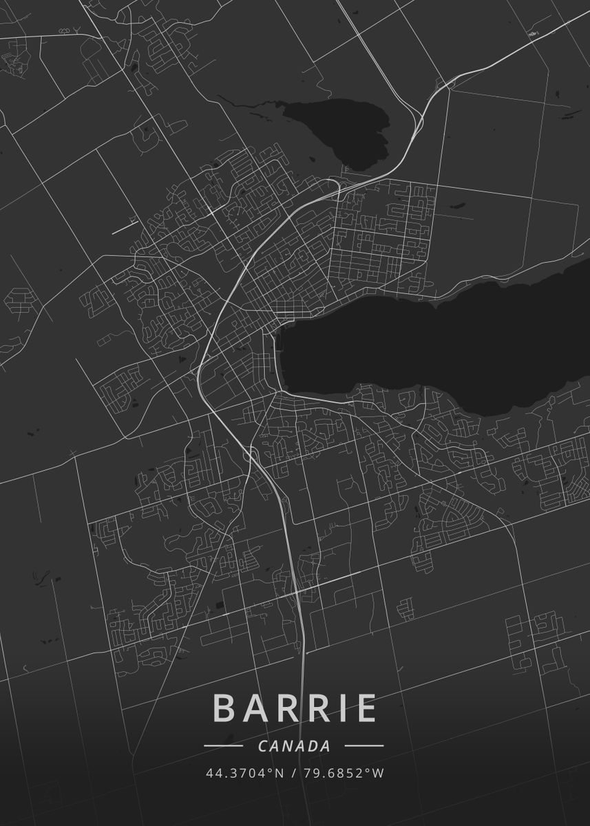 Barrie, Canada Map Art Print, Print Artist, Poster Prints, Art Prints, Barrie, Cool Artwork, Canada, Movie Posters, Beautiful