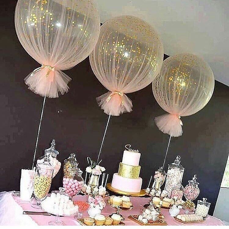 tulle covered balloons for special celebration decor