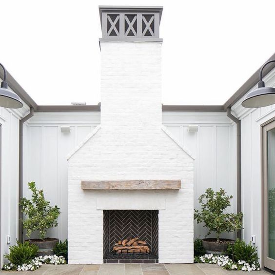 White Brick Cococozy Outdoor Fireplace Designs Exterior Outdoor Fireplace Designs, Outdoor Fireplace White Brick