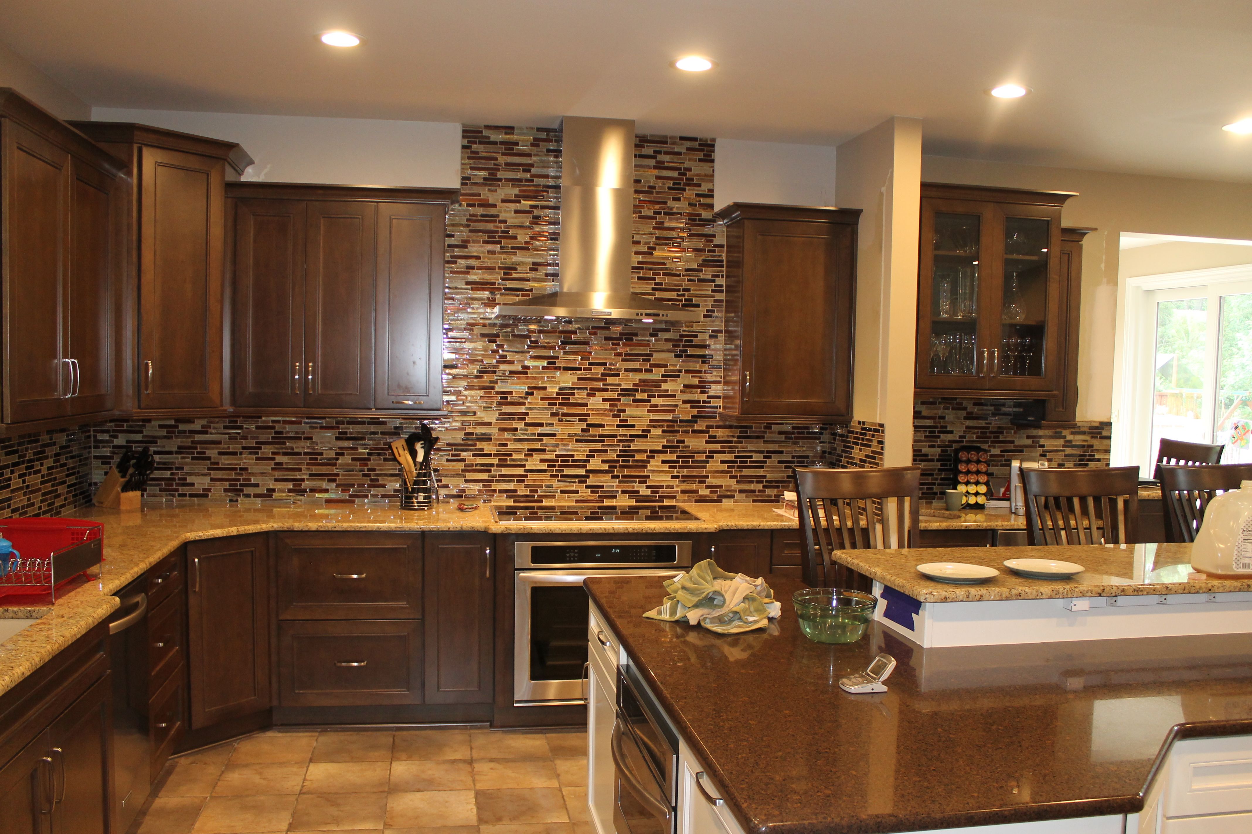 Medium Maple Cabinets With Light Granite Countertops And Light