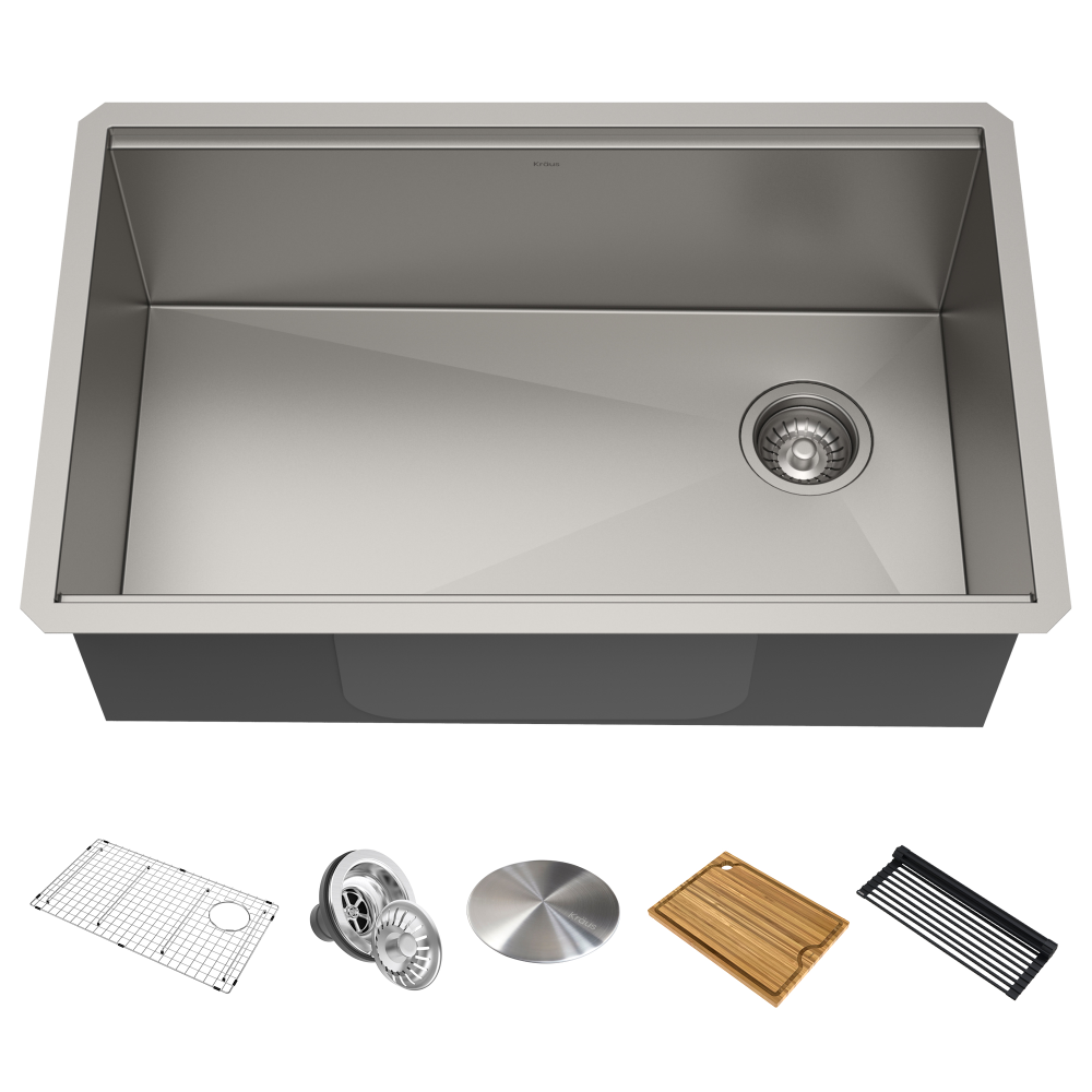 Workstation 30" Undermount 16 Gauge Stainless Steel Single Bowl Kitchen