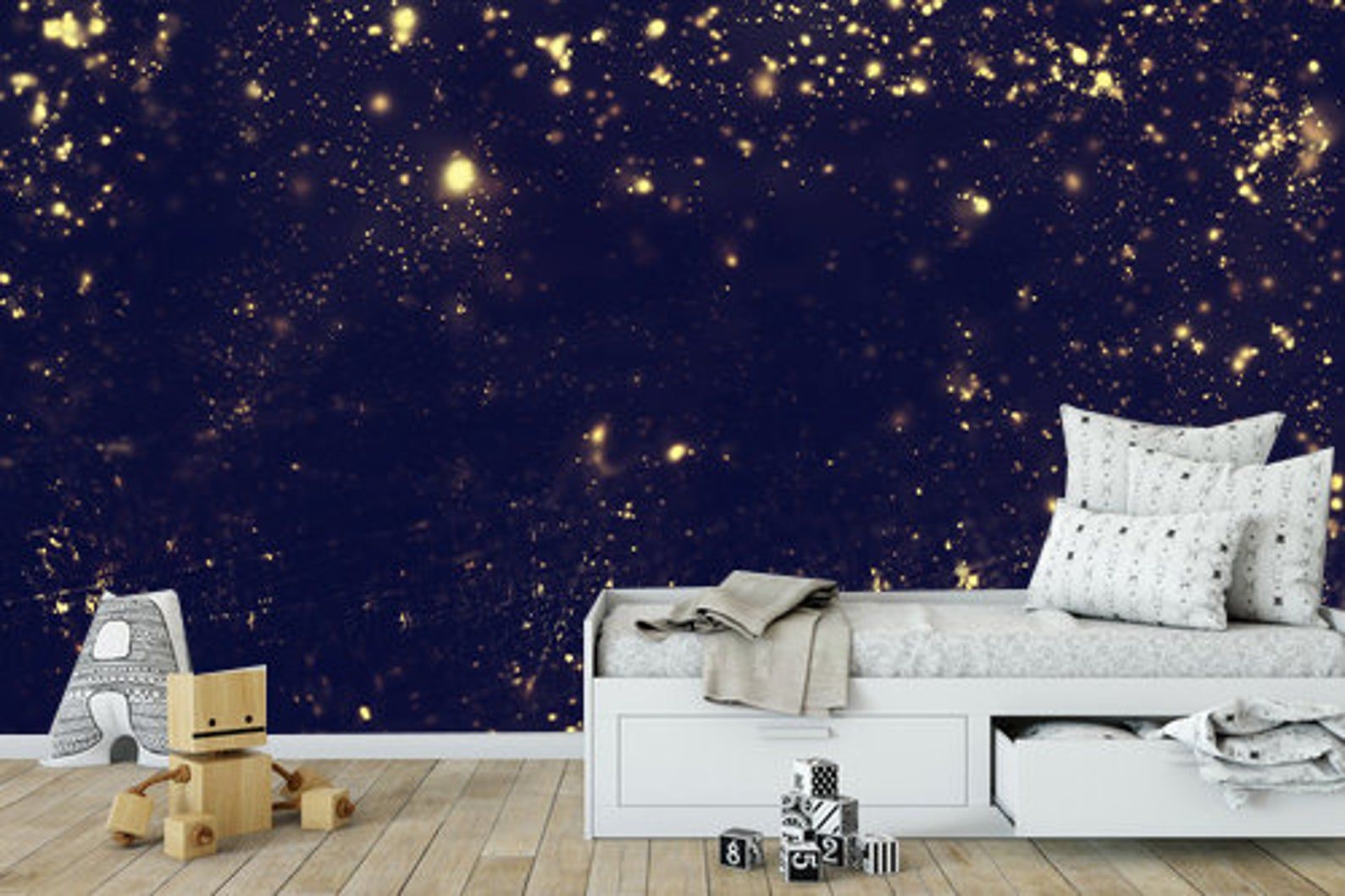 Galaxy Mural Space Wallpaper Outer Space Wall Mural Stars Etsy In 2020 Wall Murals Star Wall Decals Mural