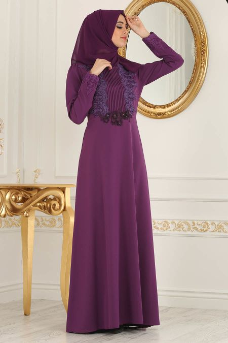 Neva Style - Nervür Detaylı Mor Tesettür Abiye Elbise 3214MOR Bridesmaid Dresses, Wedding Dresses, The Dress, Nevada, Fashion, Bridesmade Dresses, Bride Dresses, Moda, Bridal Gowns